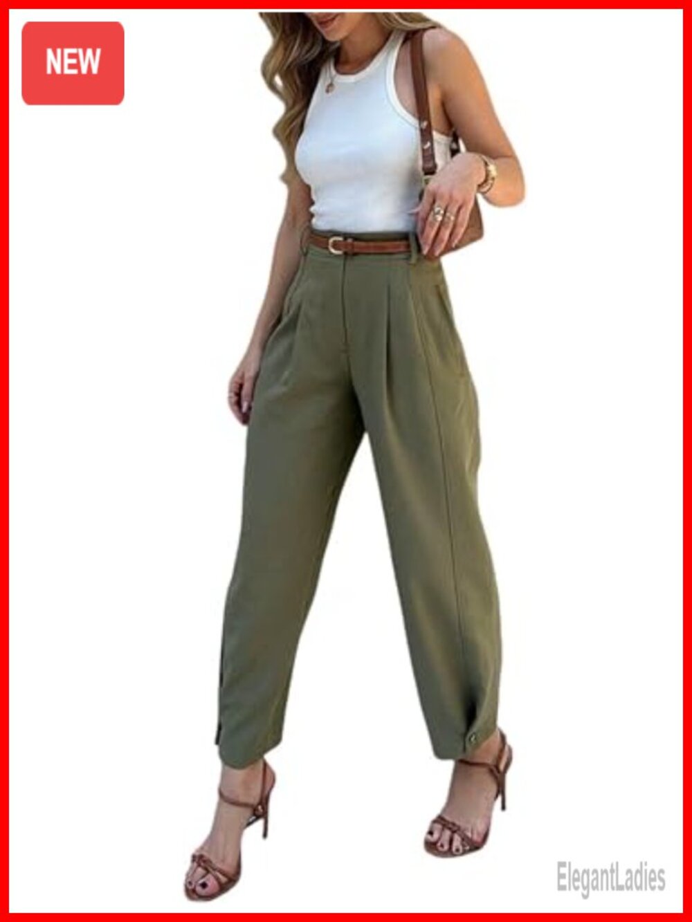 Women's High Waist Straight Leg Dress Pants with Belt for Work